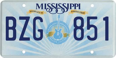 MS license plate BZG851