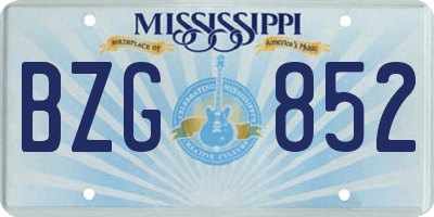 MS license plate BZG852