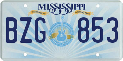 MS license plate BZG853