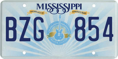 MS license plate BZG854