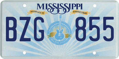 MS license plate BZG855