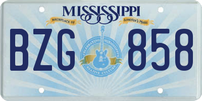 MS license plate BZG858
