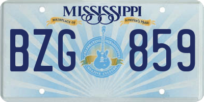 MS license plate BZG859