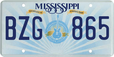 MS license plate BZG865