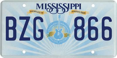 MS license plate BZG866