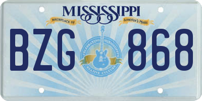 MS license plate BZG868