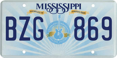 MS license plate BZG869