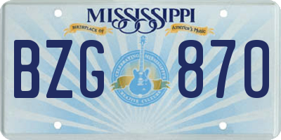 MS license plate BZG870