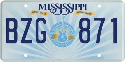 MS license plate BZG871