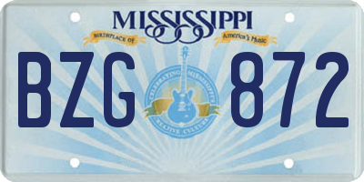 MS license plate BZG872