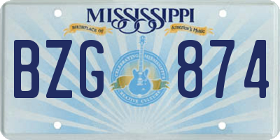 MS license plate BZG874