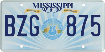 MS license plate BZG875
