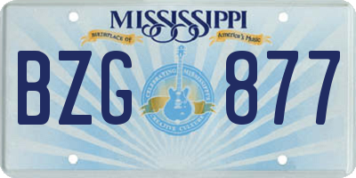 MS license plate BZG877