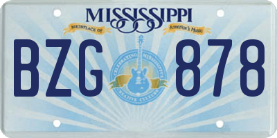 MS license plate BZG878