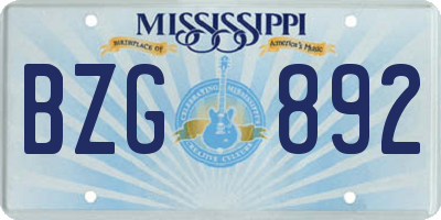 MS license plate BZG892