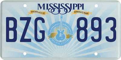 MS license plate BZG893