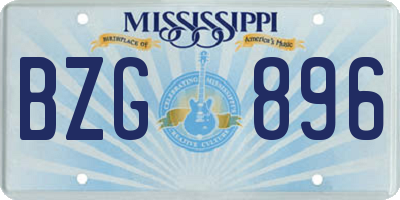 MS license plate BZG896