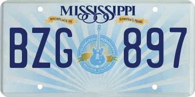 MS license plate BZG897