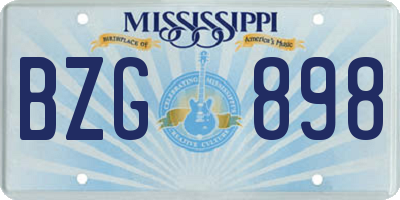 MS license plate BZG898