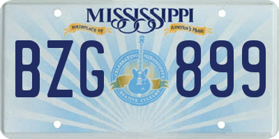 MS license plate BZG899