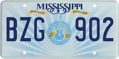 MS license plate BZG902