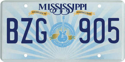MS license plate BZG905