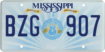 MS license plate BZG907