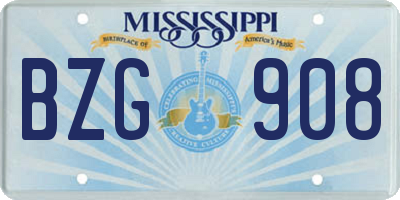 MS license plate BZG908