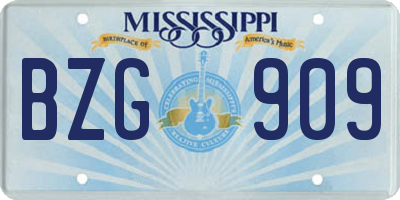 MS license plate BZG909