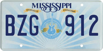 MS license plate BZG912