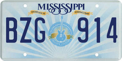 MS license plate BZG914