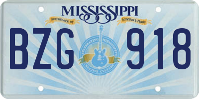 MS license plate BZG918