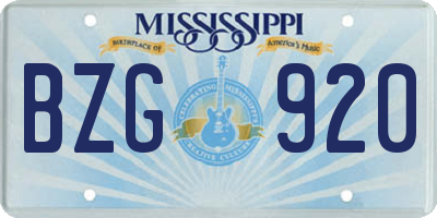 MS license plate BZG920