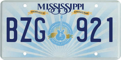 MS license plate BZG921