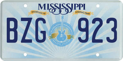 MS license plate BZG923