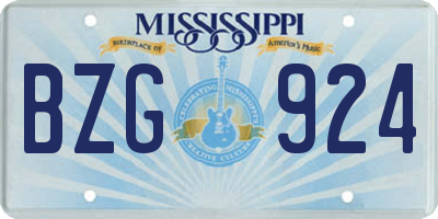 MS license plate BZG924