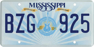MS license plate BZG925