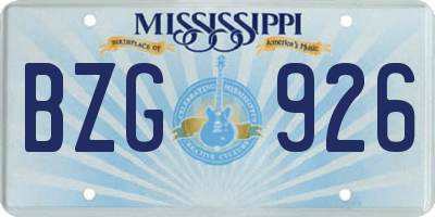 MS license plate BZG926