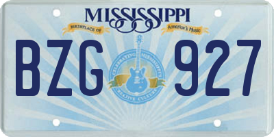 MS license plate BZG927