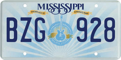 MS license plate BZG928