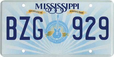 MS license plate BZG929