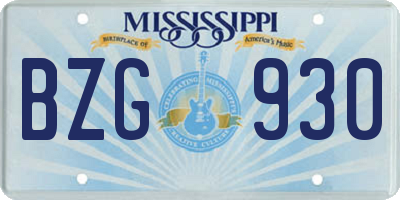 MS license plate BZG930