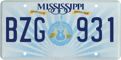 MS license plate BZG931