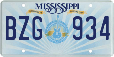 MS license plate BZG934