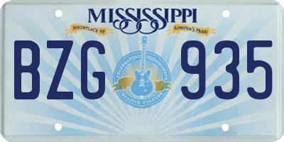 MS license plate BZG935