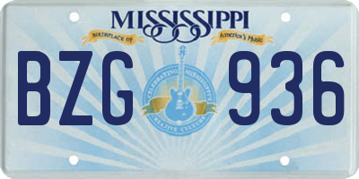 MS license plate BZG936