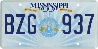 MS license plate BZG937