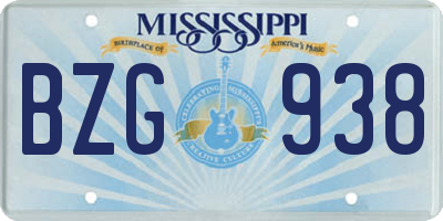MS license plate BZG938