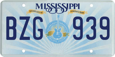 MS license plate BZG939