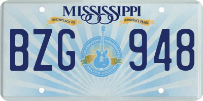 MS license plate BZG948